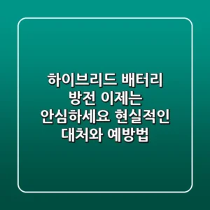 하이브리드 배터리 방전, 이제는 안심하세요! 현실적인 대처와 예방법