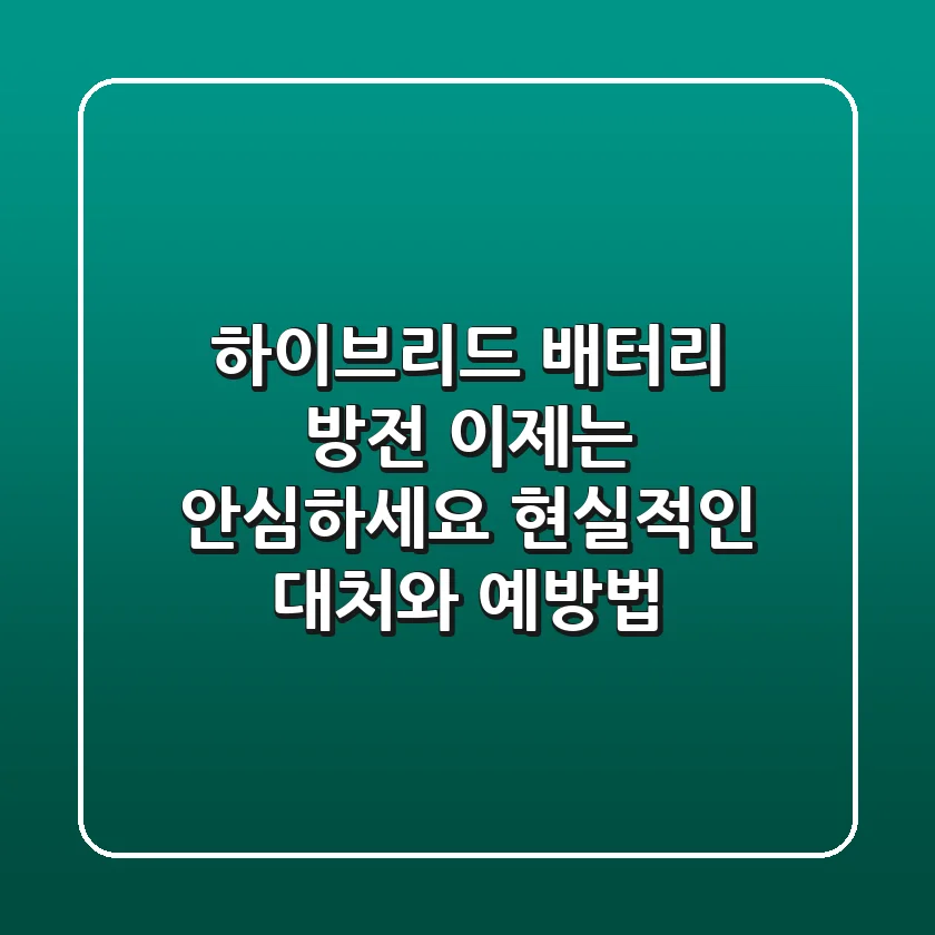 하이브리드 배터리 방전, 이제는 안심하세요! 현실적인 대처와 예방법