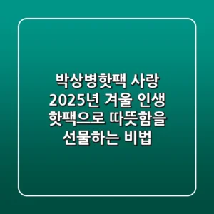 박상병핫팩 사랑, 2025년 겨울, 인생 핫팩으로 따뜻함을 선물하는 비법