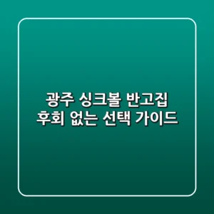 광주 싱크볼 반고집, 후회 없는 선택 가이드