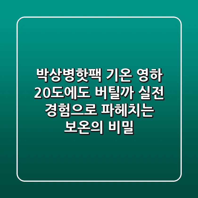 박상병핫팩 기온, 영하 20도에도 버틸까? 실전 경험으로 파헤치는 보온의 비밀