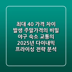 "최대 40% 가격 차이 발생", 주말가격의 비밀: 야구, 숙소, 교통의 2025년 다이내믹 프라이싱 전략 분석