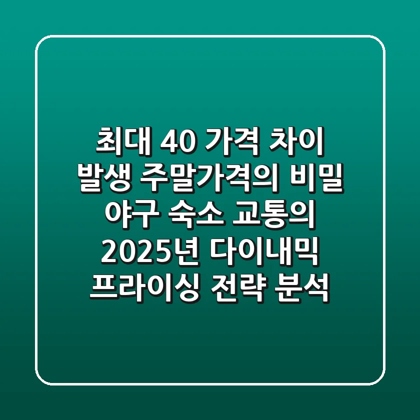 "최대 40% 가격 차이 발생", 주말가격의 비밀: 야구, 숙소, 교통의 2025년 다이내믹 프라이싱 전략 분석