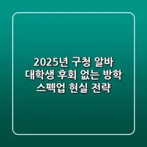 2025년 구청 알바 대학생, 후회 없는 방학 스펙업 현실 전략