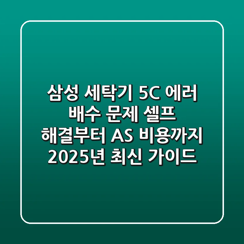 삼성 세탁기 5C 에러: 배수 문제 셀프 해결부터 AS 비용까지, 2025년 최신 가이드
