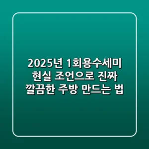 2025년, 1회용수세미? 현실 조언으로 '진짜' 깔끔한 주방 만드는 법!
