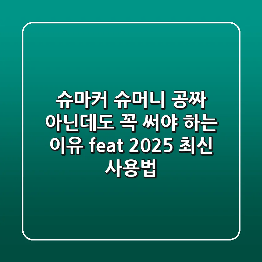 슈마커 슈머니, 공짜 아닌데도 꼭 써야 하는 이유 (feat. 2025 최신 사용법)
