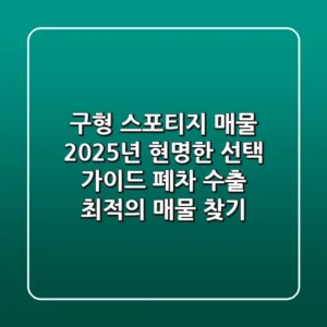 구형 스포티지 매물, 2025년 현명한 선택 가이드 (폐차? 수출? 최적의 매물 찾기)