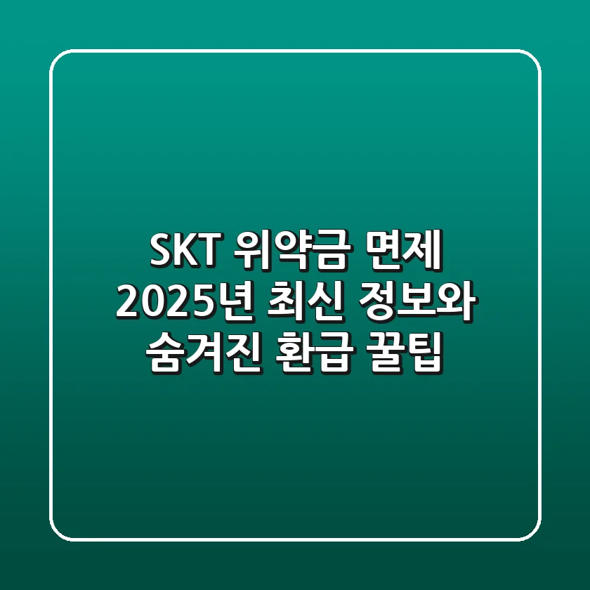 SKT 위약금 면제: 2025년 최신 정보와 숨겨진 환급 꿀팁!
