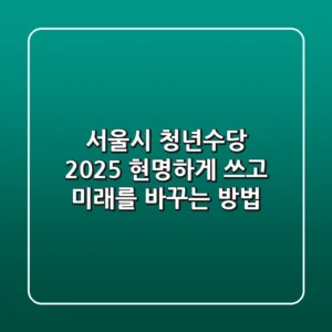 서울시 청년수당 2025, 현명하게 쓰고 미래를 바꾸는 방법