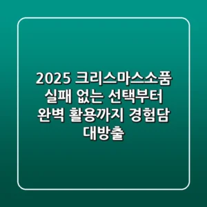 2025 크리스마스소품: 실패 없는 선택부터 완벽 활용까지 (경험담 대방출)