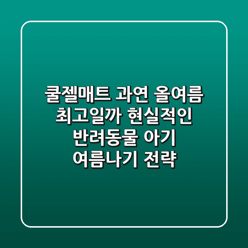 쿨젤매트, 과연 올여름 최고일까? 현실적인 반려동물 & 아기 여름나기 전략
