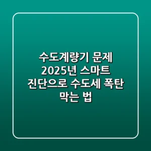 수도계량기 문제, 2025년 스마트 진단으로 수도세 폭탄 막는 법