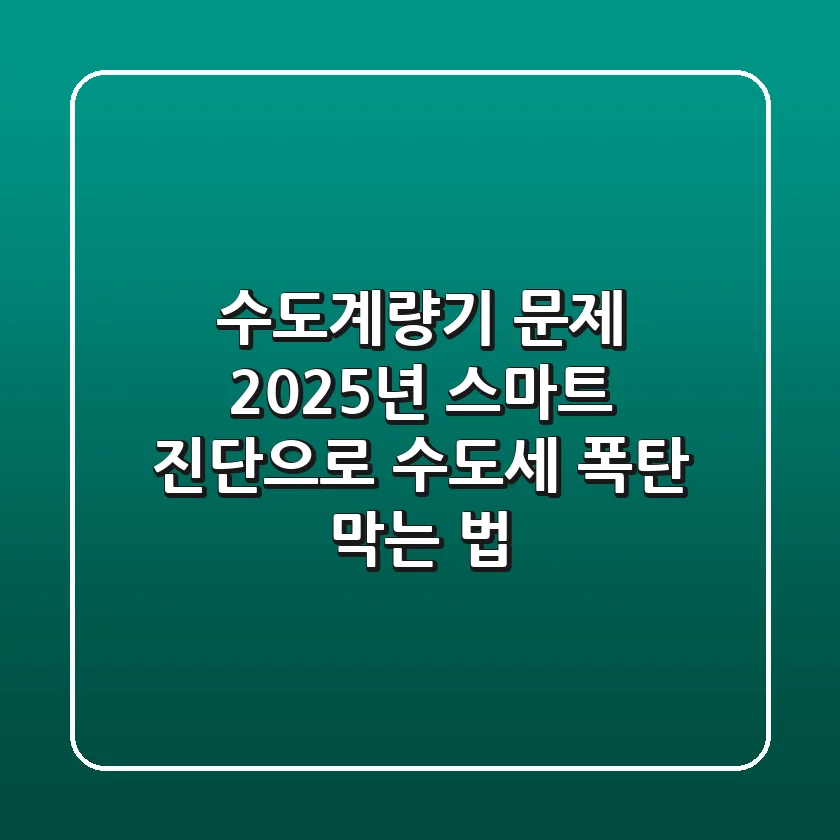 수도계량기 문제, 2025년 스마트 진단으로 수도세 폭탄 막는 법