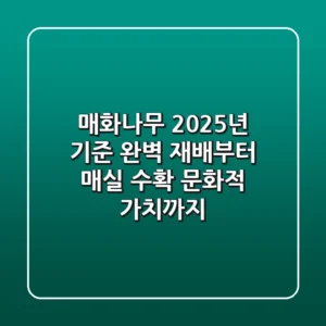 매화나무, 2025년 기준 완벽 재배부터 매실 수확, 문화적 가치까지