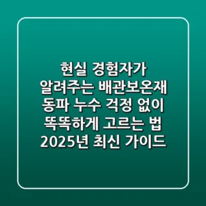 현실 경험자가 알려주는 배관보온재: 동파, 누수 걱정 없이 똑똑하게 고르는 법 (2025년 최신 가이드)