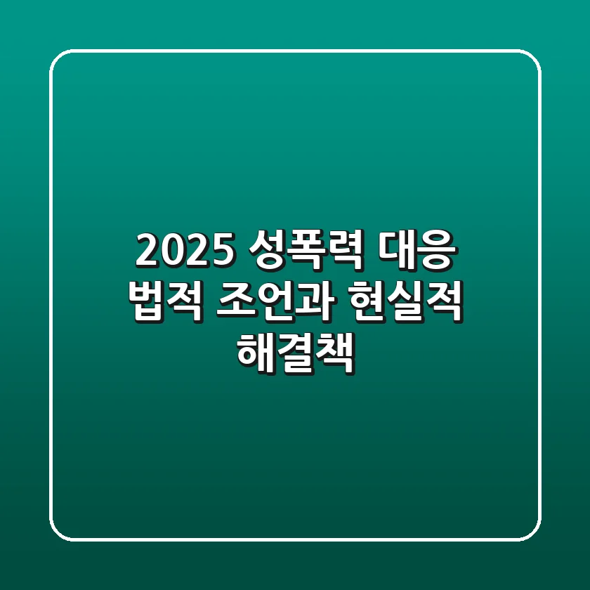 2025 성폭력 대응: 법적 조언과 현실적 해결책