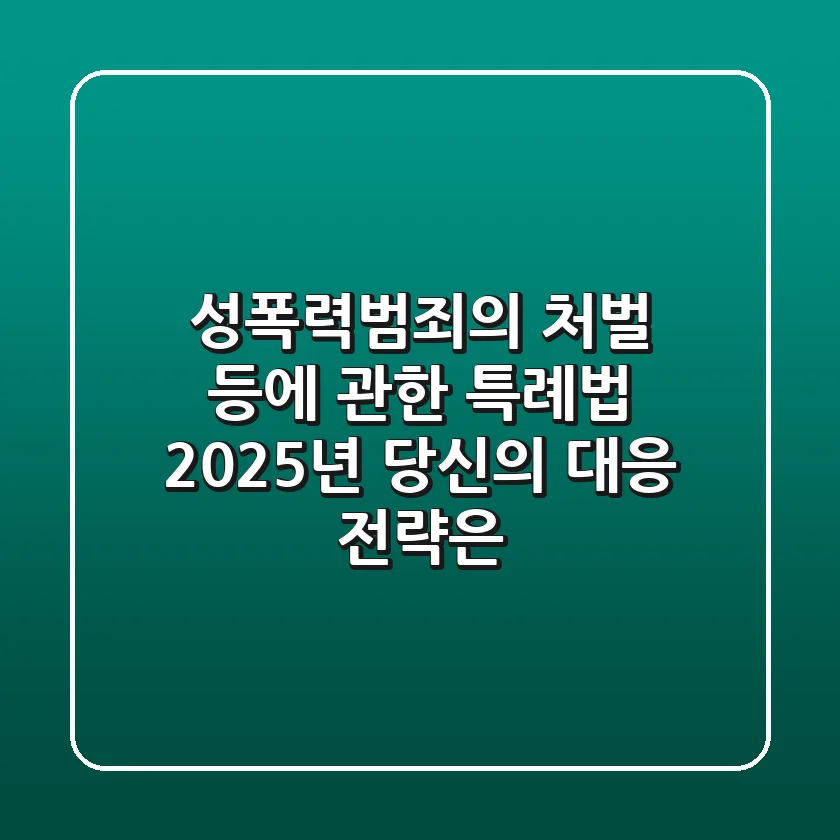 성폭력범죄의 처벌 등에 관한 특례법, 2025년 당신의 대응 전략은?