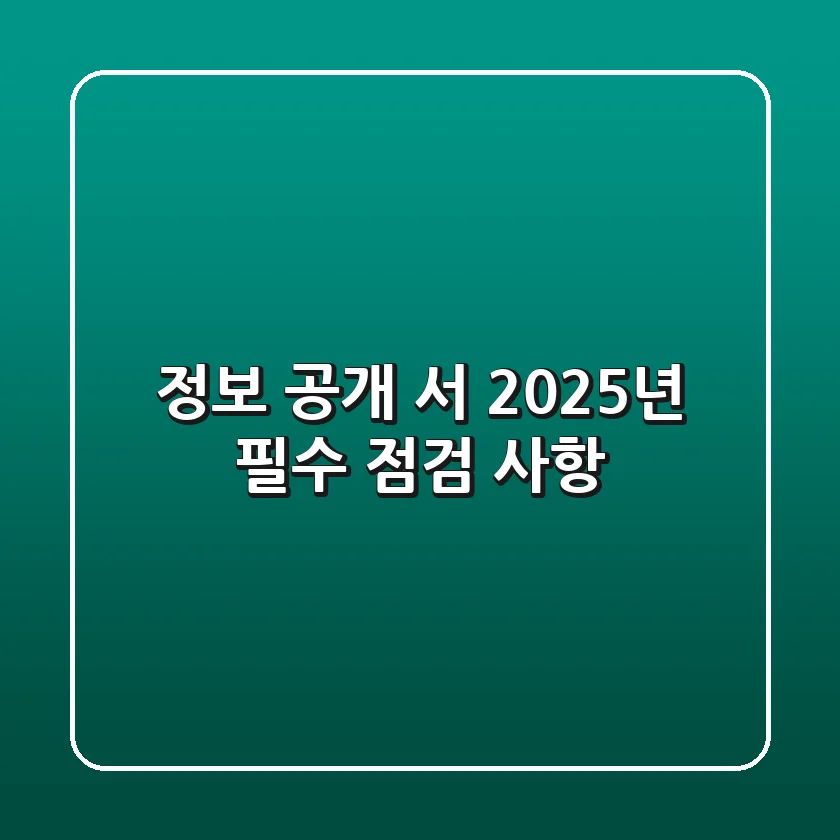 정보 공개 서, 2025년 필수 점검 사항
