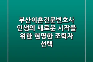 부산이혼전문변호사: 인생의 새로운 시작을 위한 현명한 조력자 선택