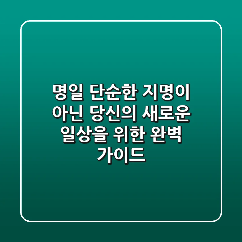 명일, 단순한 지명이 아닌 당신의 새로운 일상을 위한 완벽 가이드