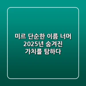 미르: 단순한 이름 너머, 2025년 숨겨진 가치를 탐하다