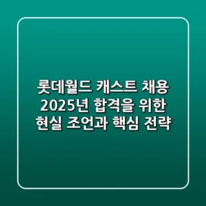 롯데월드 캐스트 채용, 2025년 합격을 위한 현실 조언과 핵심 전략