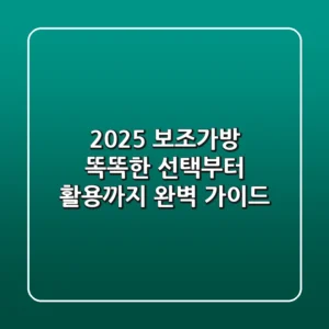2025 보조가방, 똑똑한 선택부터 활용까지 완벽 가이드