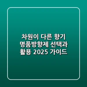 차원이 다른 향기, 명품방향제 선택과 활용 2025 가이드