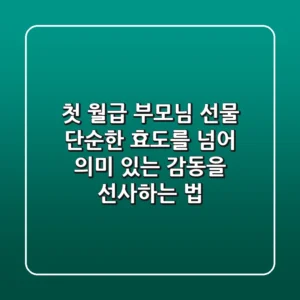 첫 월급 부모님 선물, 단순한 효도를 넘어 의미 있는 감동을 선사하는 법