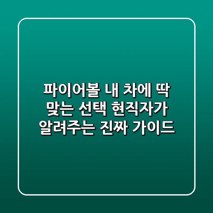 파이어볼, 내 차에 딱 맞는 선택? 현직자가 알려주는 진짜 가이드
