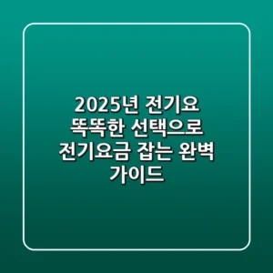 2025년 전기요, 똑똑한 선택으로 전기요금 잡는 완벽 가이드