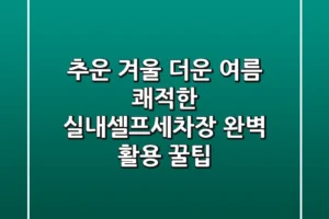 추운 겨울 더운 여름? 쾌적한 실내셀프세차장 완벽 활용 꿀팁