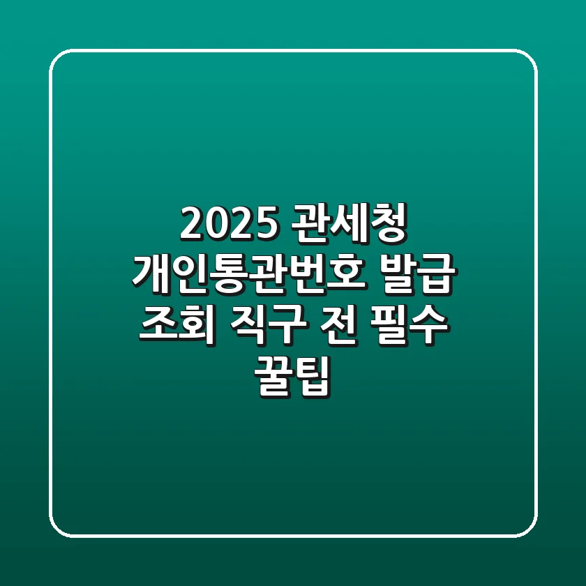 2025 관세청 개인통관번호 발급 조회: 직구 전 필수 꿀팁
